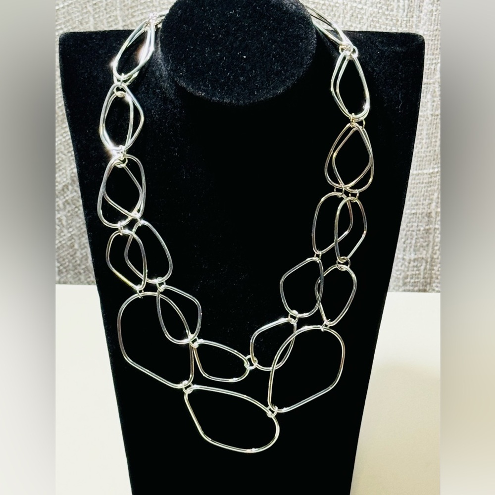 Sequin Double Strand Oval Link Necklace NWT